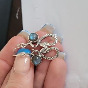 Labrodite Sterling Snake Earrings